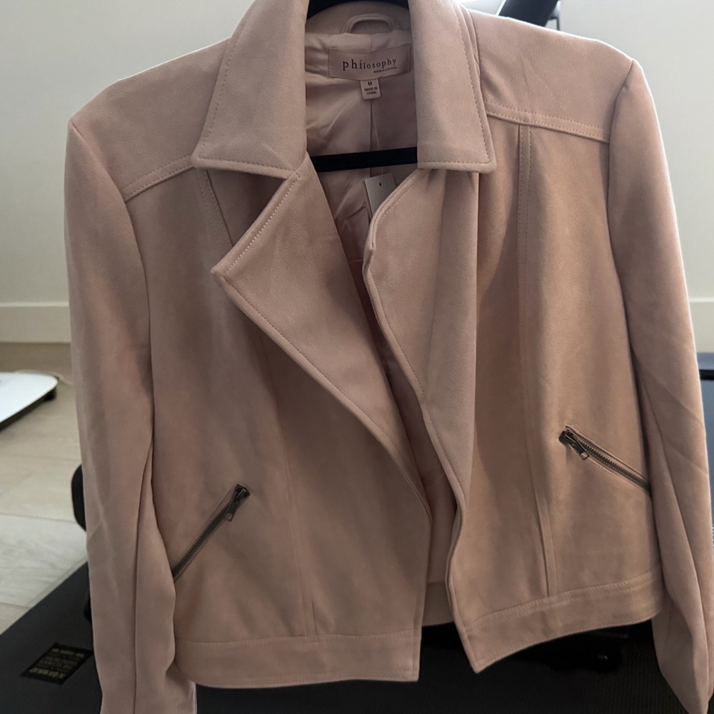 Philosophy Blush Pink Suede Moto Jacket - Picture 5 of 5